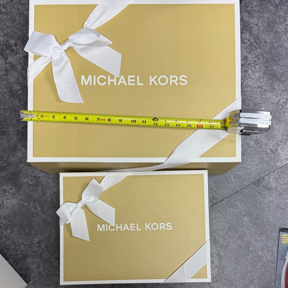 2 Michael Kors Gold and White Gift Boxes with Bows